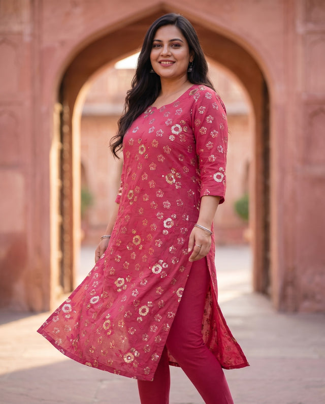 Rani Pink Sequin Kurta