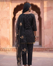 Black Mirror Gold Straight Set — kurta set, view 4 — Gulabo Jaipur