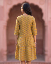Mustard Floral Kurta, view 2 — Gulabo Jaipur