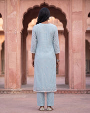 Powder Blue Pearl Kurta, view 2 — Gulabo Jaipur
