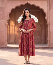 Rani Red Hand Block Print Midi Dress 2