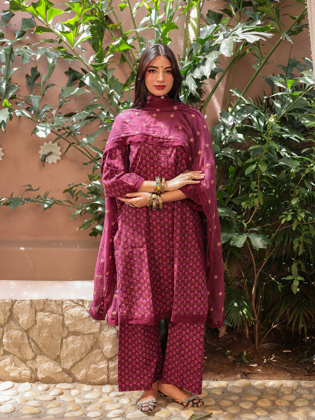 Naira Magenta Pure Cotton Kurta Suit Set
