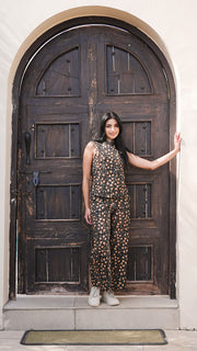 Black Tan Floral Print Sleeveless Co-ord Set 2