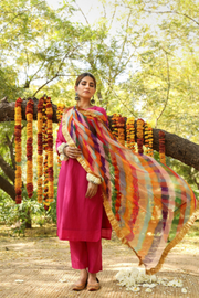 Hema Pink Silk Straight Set With Leheriya Dupatta 1