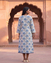 Sky Blue Striped Floral Print Midi Dress 3