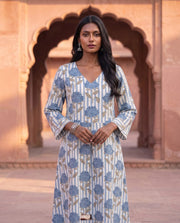 Sky Blue Striped Floral Print Midi Dress 4