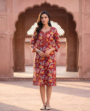 Bhagat Maroon Floral Print Straight Kurta 2