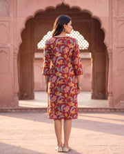 Bhagat Maroon Floral Print Straight Kurta 3