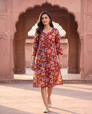 Bhagat Maroon Floral Print Straight Kurta 1
