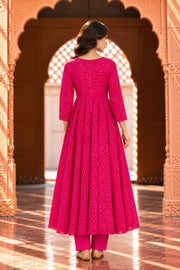 Janhvi Rani Pink Bandhani Anarkali Set - back view
