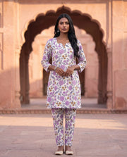 Lavender Floral Print White Co-ord Set 2
