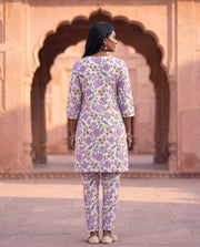 Lavender Floral Print White Co-ord Set 3