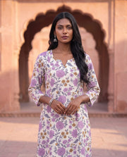 Lavender Floral Print White Co-ord Set 4