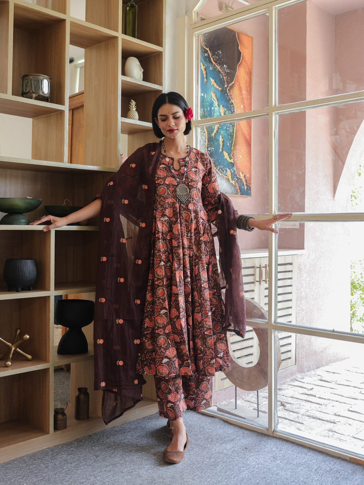 Arwa Brown  Anarkali Set