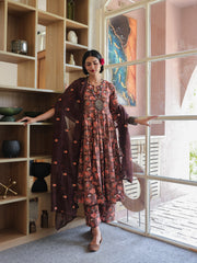 Arwa Brown  Anarkali Set 1