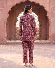 Anjali Wine Floral Print Tunic Co-ord Set 3