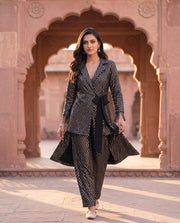 Black Sequin Embroidered Blazer Co-ord Set 1