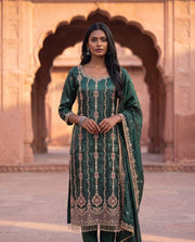Rooprani Emerald Green Embroidered Kurta Set 4