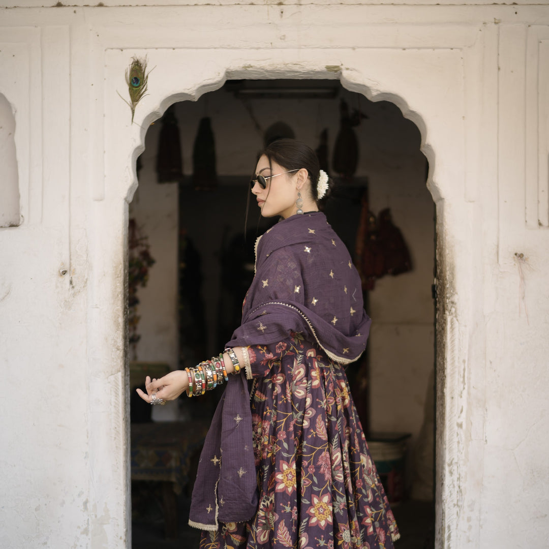 Shahi Purple Anarkali Set