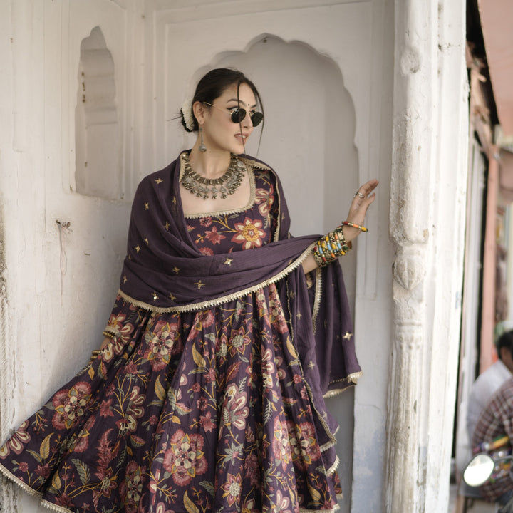 Shahi Purple Anarkali Set