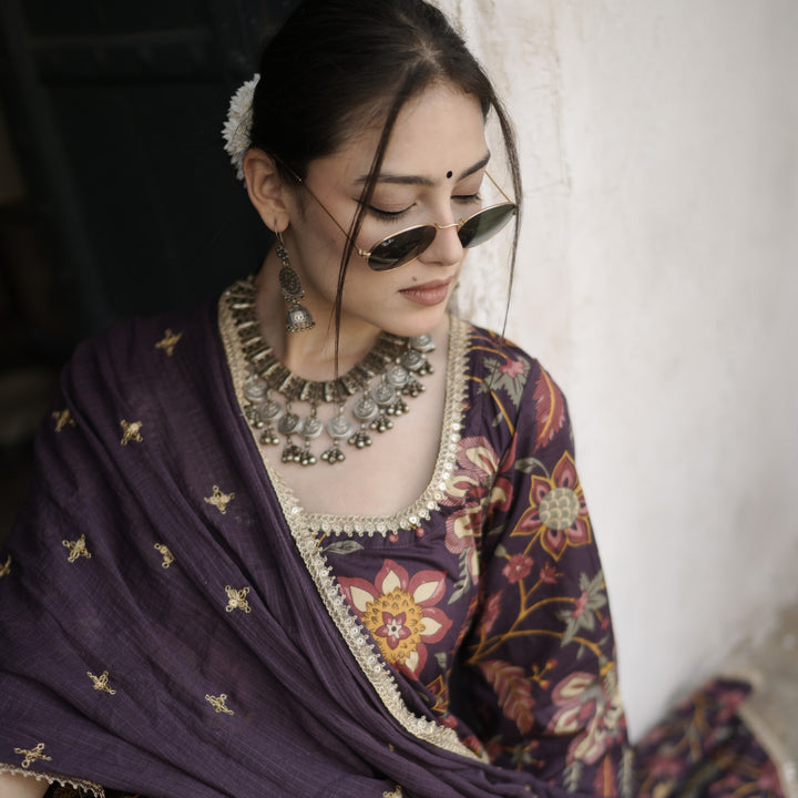Shahi Purple Anarkali Set