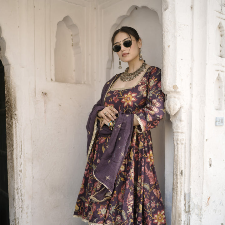 Shahi Purple Anarkali Set