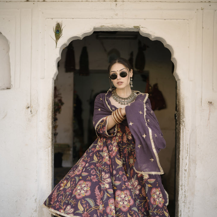 Shahi Purple Anarkali Set