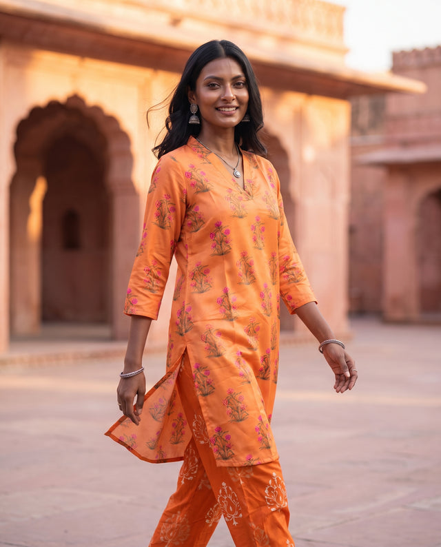Marigold Floral Printed Co-ord Set, Gulabo Jaipur
