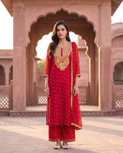 Kachigota Red Gota Embroidered Straight Set 2