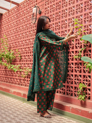 Naira Bottle Green Pure Cotton Kurta Suit Set 3