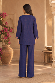 Roza Indigo Blue Butti Print Co-ord Set - back view