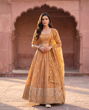 Devki Golden Embroidered Lehenga Set With Dupatta 2