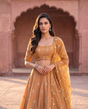 Devki Golden Embroidered Lehenga Set With Dupatta 4