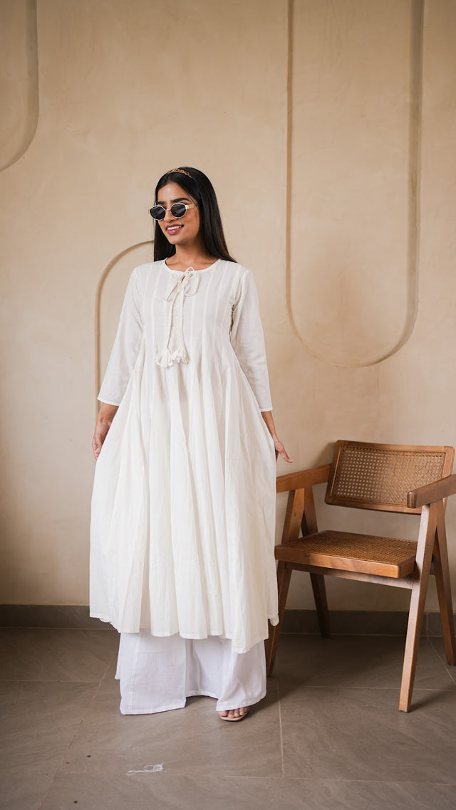 Ivory Anarkali Kurta and Palazzo Set