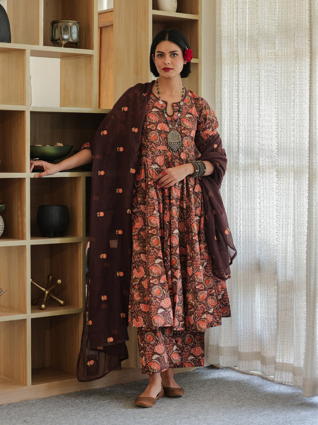 Arwa Brown  Anarkali Set