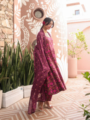 Suhana Wine Pure Cotton Anarkali Suit Set 4