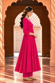 Janhvi Rani Pink Bandhani Anarkali Set - side view