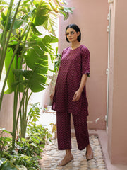 Misha Aubergine Pure Cotton Co-ord Set 3