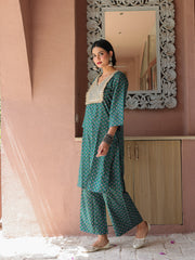 Fida Green Pure Cotton Kurta Suit Set 3