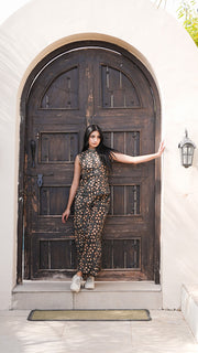 Black Tan Floral Print Sleeveless Co-ord Set 3