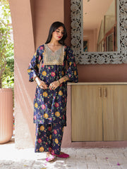 Fida Navy Pure Cotton Kurta Suit Set 4