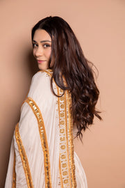 Shri Off White Chanderi Anarkali Set With Organza Dupatta 2