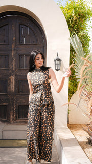 Black Tan Floral Print Sleeveless Co-ord Set 4