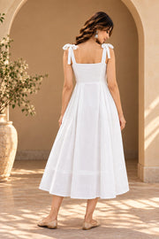 Rozana White Tie Strap Midi Dress - back view