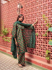 Naira Bottle Green Pure Cotton Kurta Suit Set 2