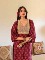 Fida Wine Red Pure Cotton Kurta Suit Set 4