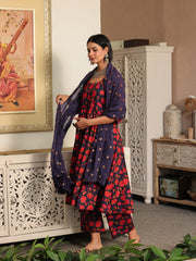 Suhana Red Pure Cotton Anarkali Suit Set 4