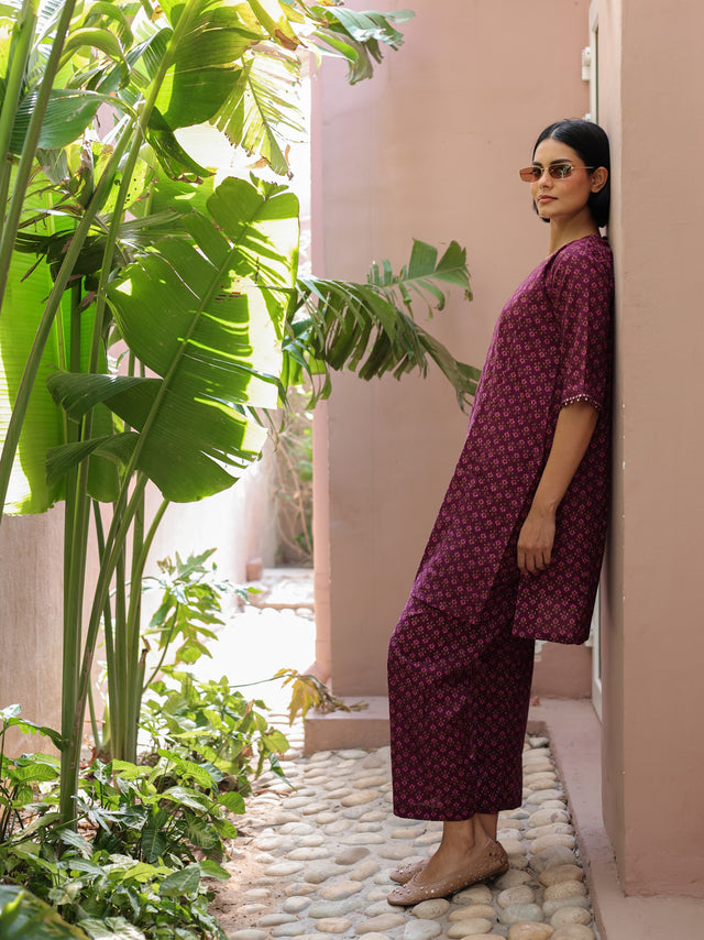 Misha Aubergine Pure Cotton Co-ord Set