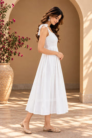 Rozana White Tie Strap Midi Dress - side view