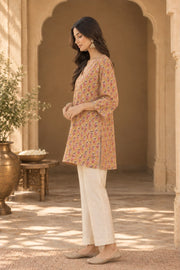 Kiki Mustard Block Print Short Kurti Top - side view